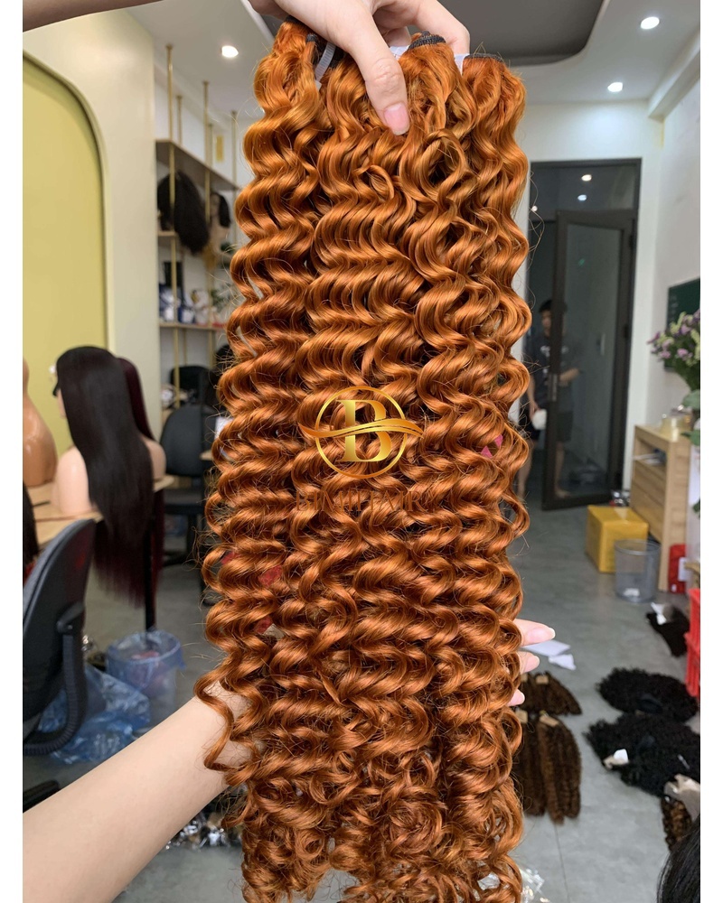 Machine weft deep curly hair